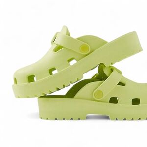 Free People Karlie Chunky Platform EVA Clogs Lime Green Buckle Shoes Size 7 NWOT